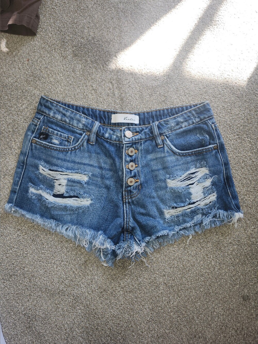 KanCan Button Fly Distressed Denim Shorts Size 5